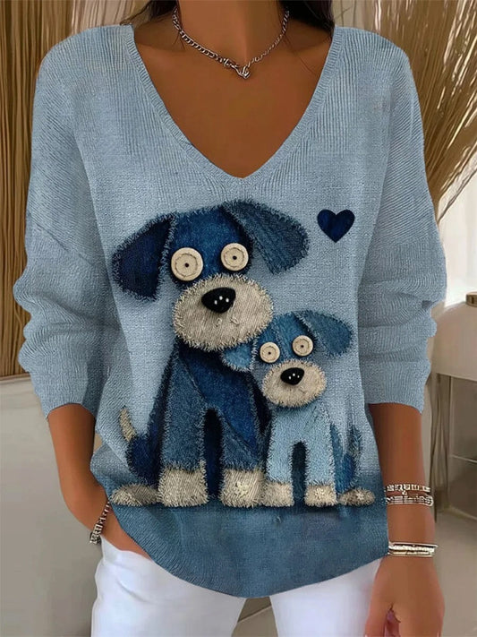 Női vintage állat nyomtatás pamut tetején