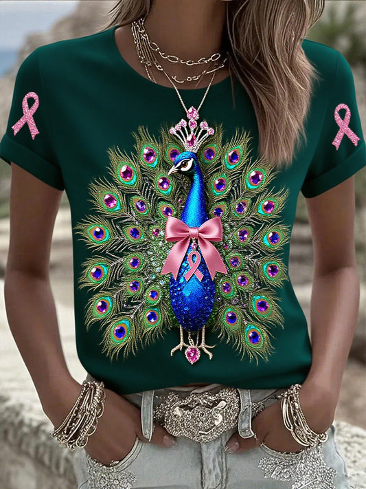 Női mellrák szalag nyomtatott pamut póló