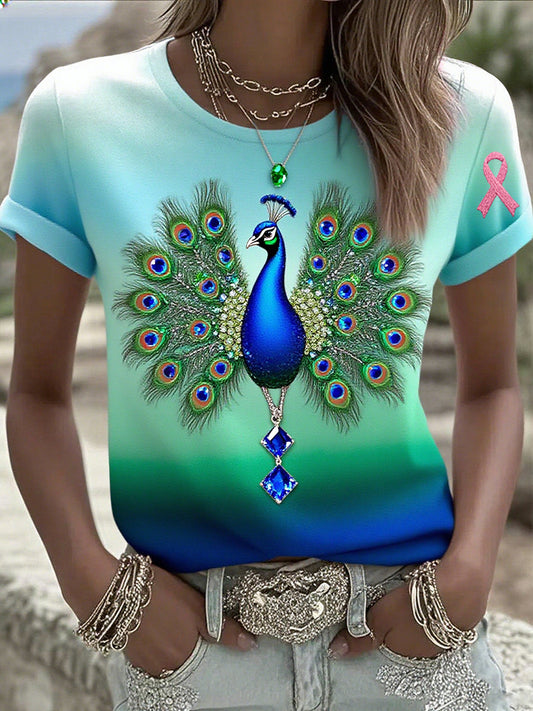 Női mellrák szalag nyomtatott pamut póló