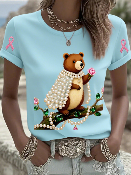 Női mellrák szalag nyomtatott pamut póló