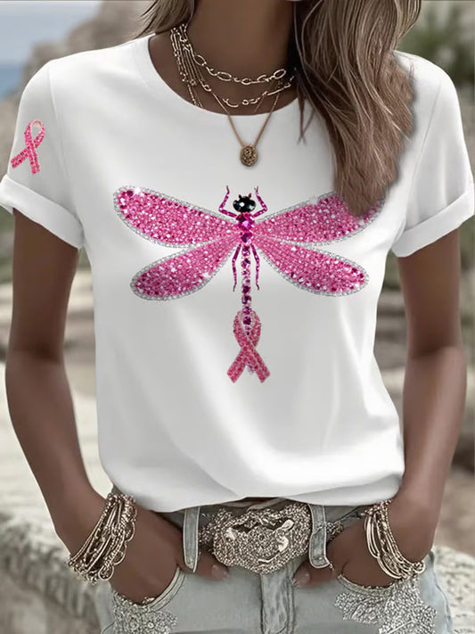 Női mellrák szalag nyomtatott pamut póló
