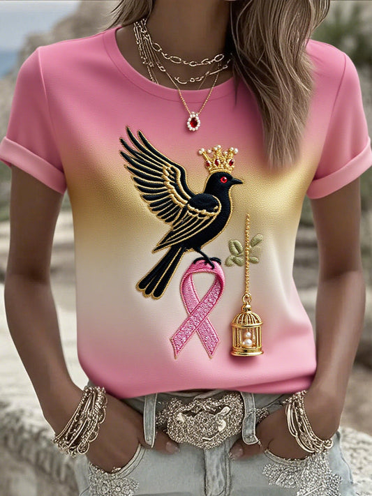 Női mellrák szalag nyomtatott pamut póló
