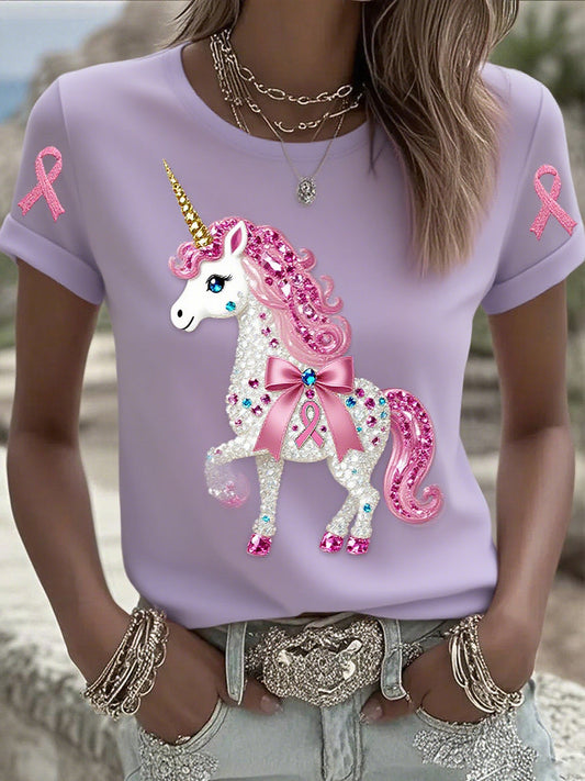 Női mellrák szalag nyomtatott pamut póló