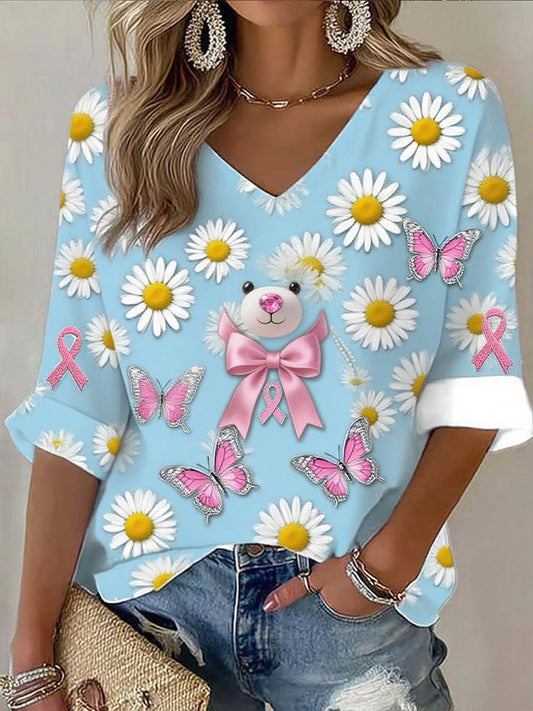 Női mellrák szalag nyomtatás pamut tetején