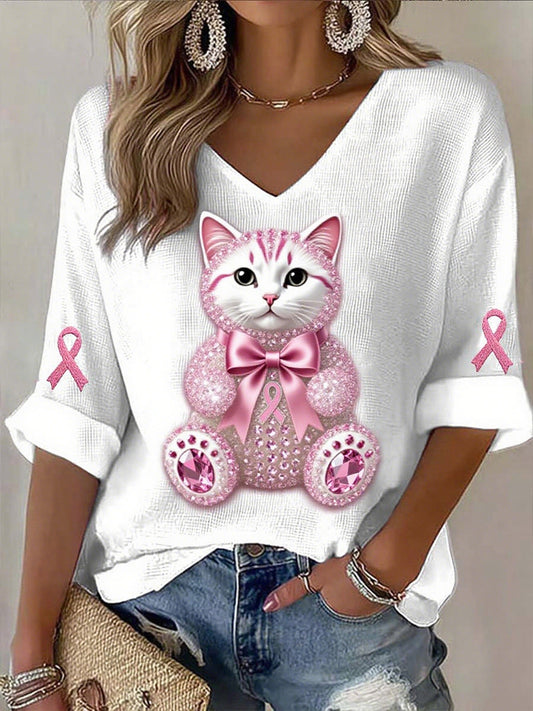 Női mellrák szalag nyomtatás pamut tetején