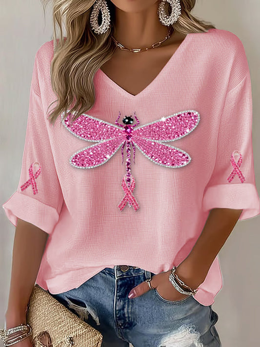 Női mellrák szalag nyomtatás pamut tetején