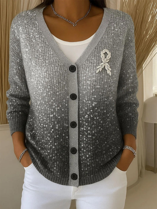 Női vintage virág művészet nyomtatás gomb kardigán