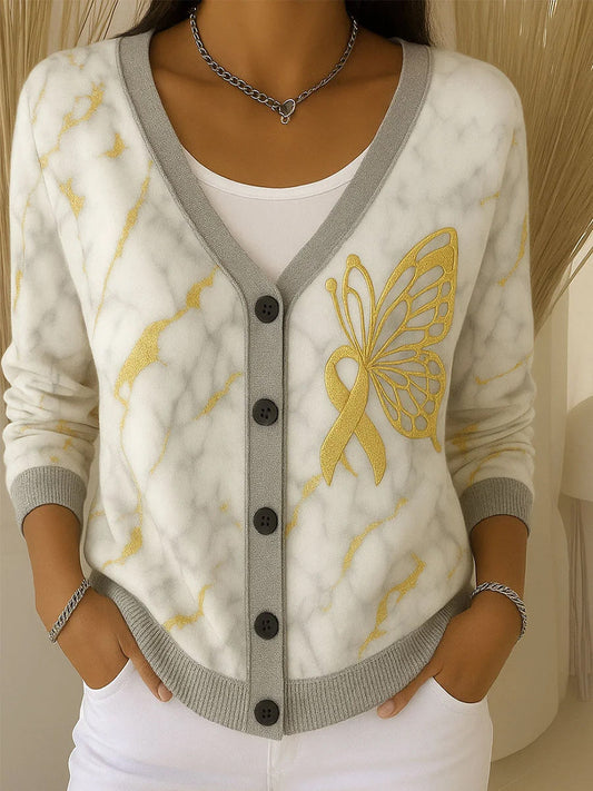 Női vintage virág művészet nyomtatás gomb kardigán