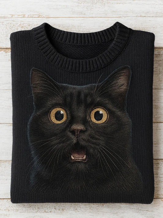 Vintage absztrakt állat nyomtatás alkalmi pulóver