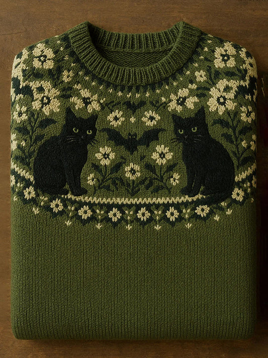 Vintage absztrakt állat nyomtatás alkalmi pulóver