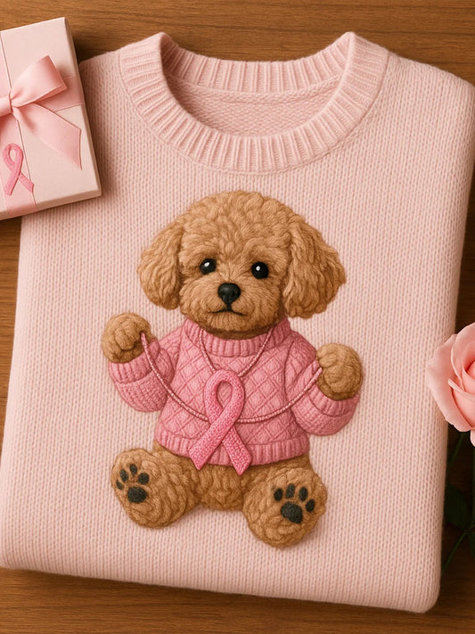 Női felt art állat nyomtatás hangulatos kötött top