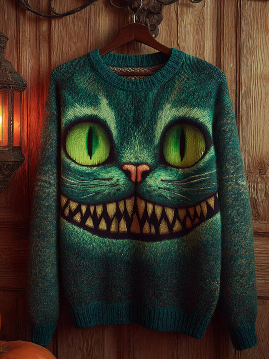 Vintage absztrakt állat nyomtatás alkalmi pulóver