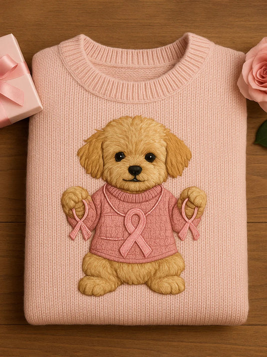 Női felt art állat nyomtatás hangulatos kötött top