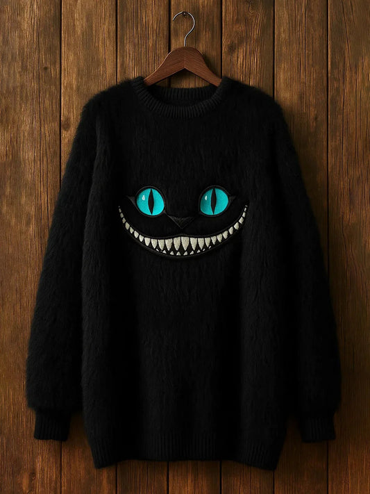 Vintage absztrakt állat nyomtatás alkalmi pulóver