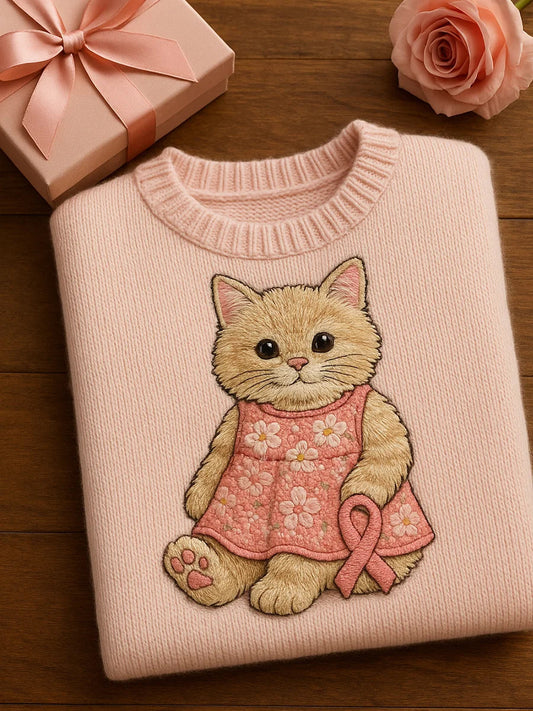 Női felt art állat nyomtatás hangulatos kötött top