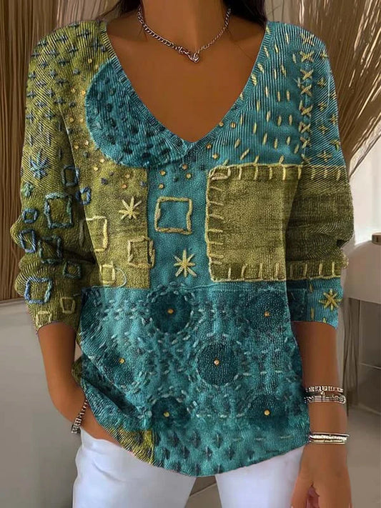 Női vintage virág művészet nyomtatás alkalmi felső