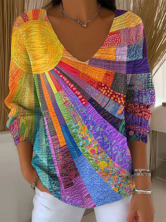 Női vintage virág művészet nyomtatás alkalmi felső