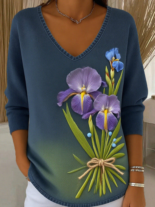 Női vintage virág művészet nyomtatás alkalmi felső