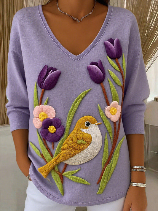 Női vintage virág művészet nyomtatás alkalmi felső