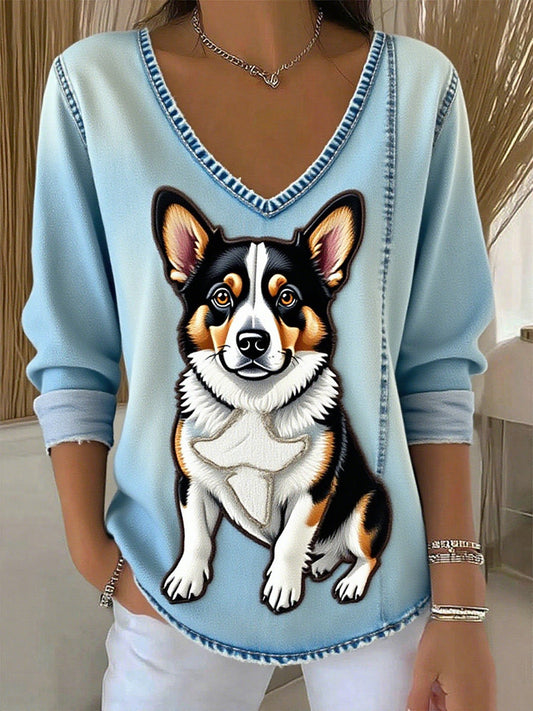 Női vintage állat nyomtatás alkalmi felső