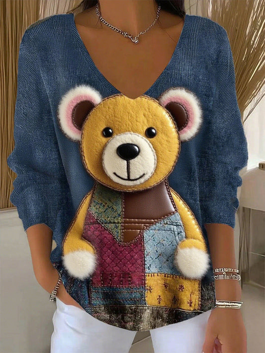 Női vintage állat nyomtatás alkalmi felső