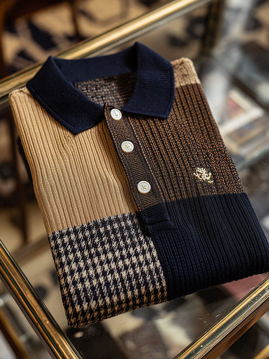 Férfi retro üzleti művészet nyomtatás alkalmi kényelem kötött rövid ujjú póló