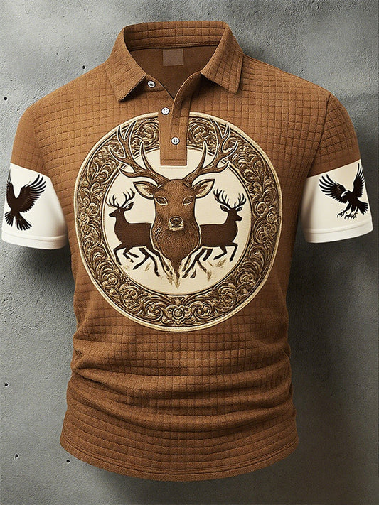 Vintage férfi oktoberfest szarvasbőr művészet nyomtatás ujjú póló