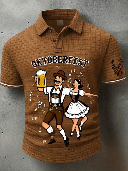 Vintage férfi oktoberfest szarvasbőr művészet nyomtatás ujjú póló