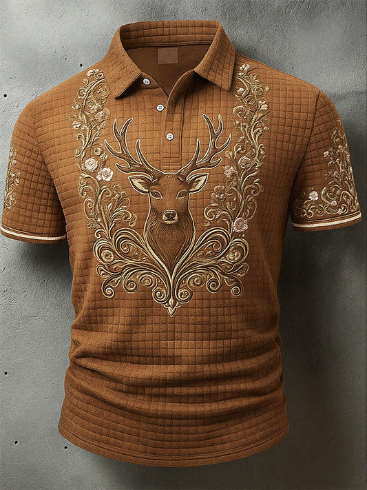 Vintage férfi oktoberfest szarvasbőr művészet nyomtatás ujjú póló