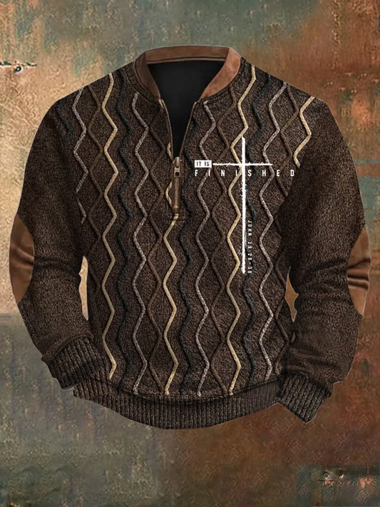 Férfi vintage art faith alkalmi pulóver