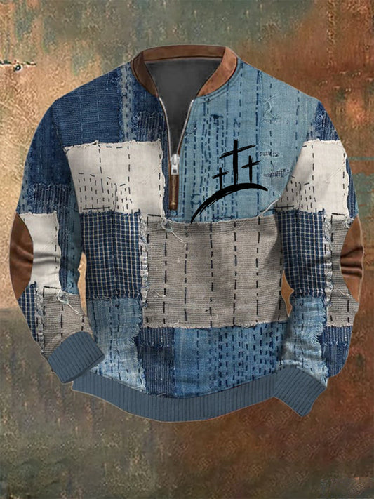 Férfi vintage art faith alkalmi pulóver