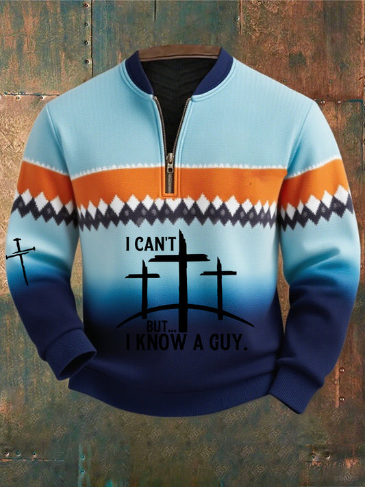 Férfi vintage art faith alkalmi pulóver