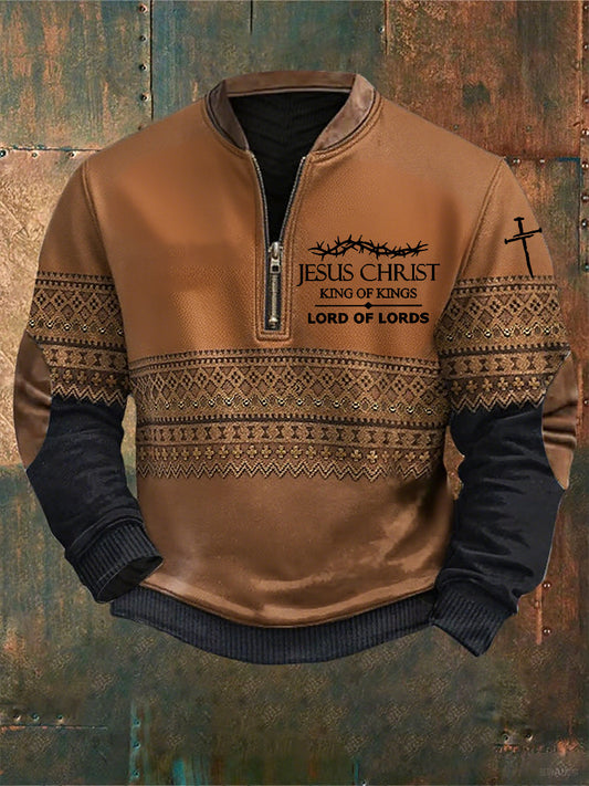 Férfi vintage art faith alkalmi pulóver