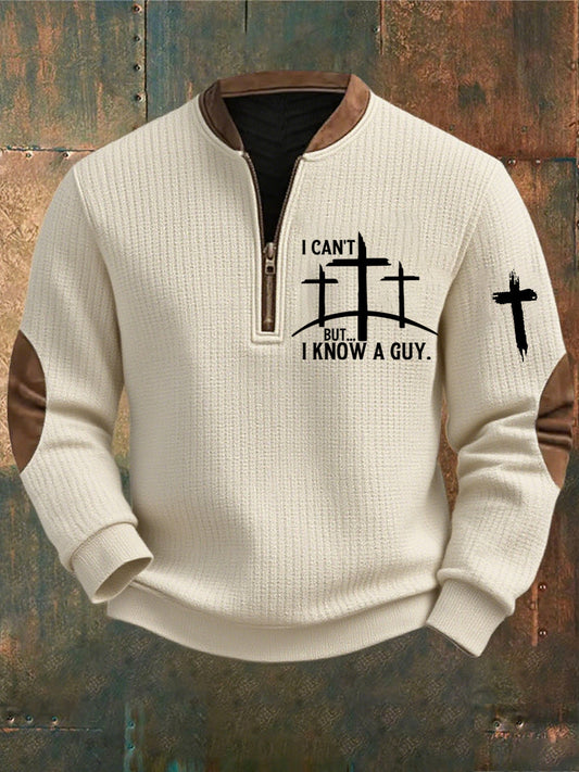 Férfi vintage art faith alkalmi pulóver