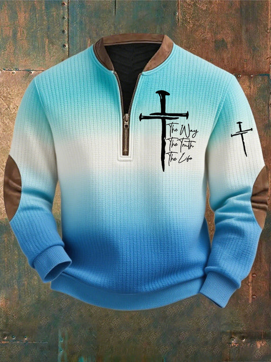 Férfi vintage art faith alkalmi pulóver