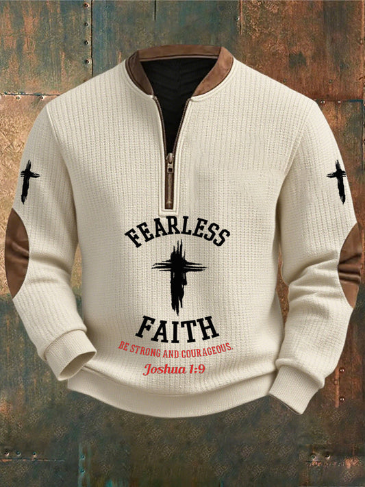 Férfi vintage art faith alkalmi pulóver