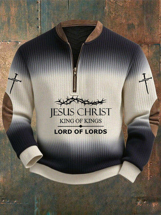 Férfi vintage art faith alkalmi pulóver