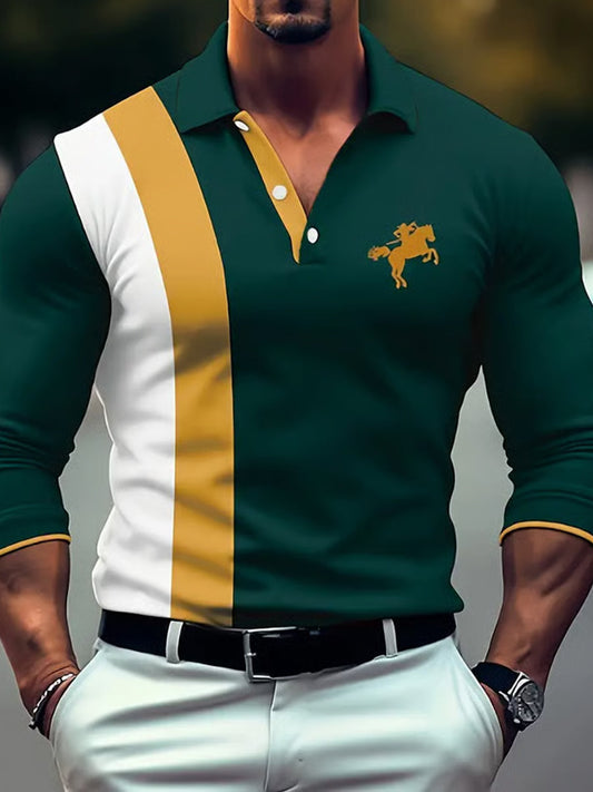 Férfi retro üzleti alkalmi hosszú ujjú pólóing