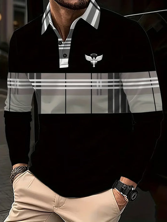 Férfi retro üzleti alkalmi hosszú ujjú pólóing