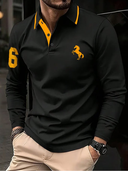 Férfi retro üzleti alkalmi hosszú ujjú pólóing