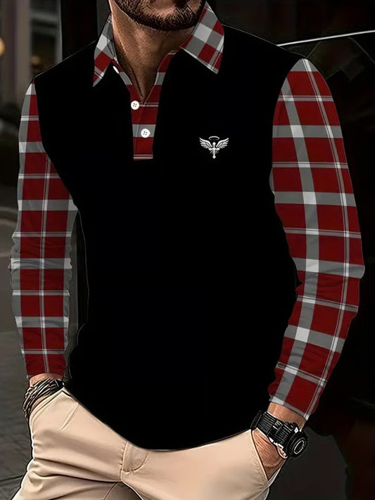 Férfi retro üzleti alkalmi hosszú ujjú pólóing