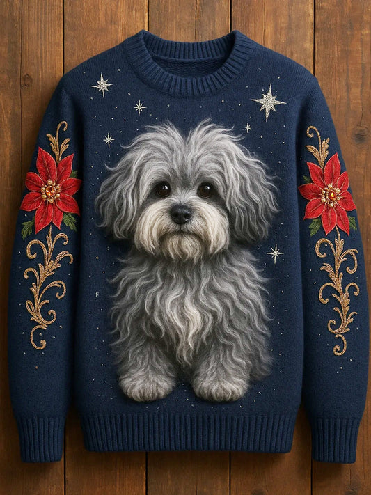 Női vintage állat nyomtatás kényelmes alkalmi pulóver