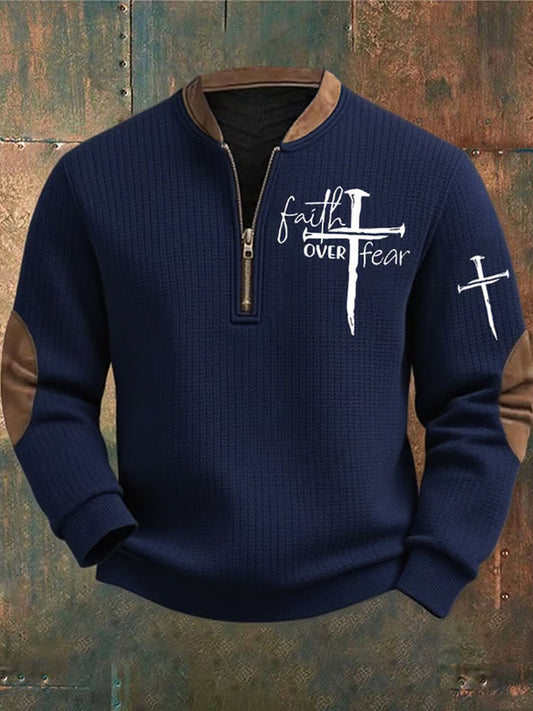 Férfi vintage art faith alkalmi pulóver