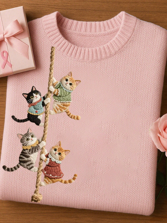 Női művészi állat nyomtatás kényelmes kötött rövid ujjú felső