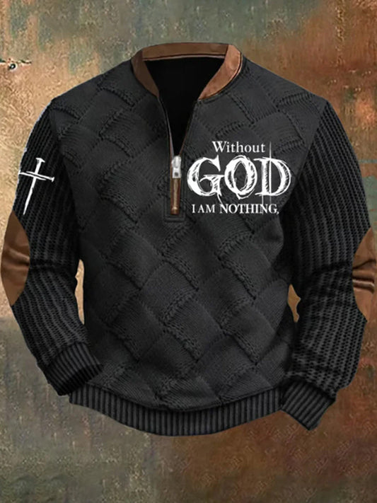 Férfi vintage art faith alkalmi pulóver