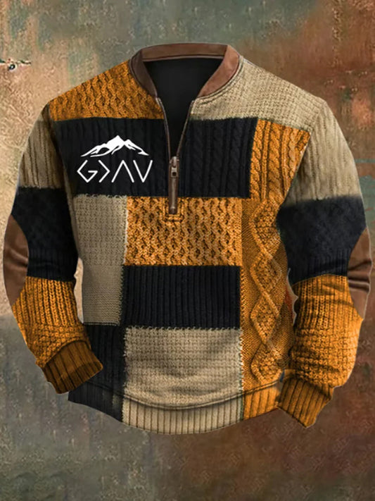 Férfi vintage art faith alkalmi pulóver