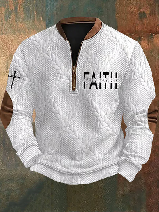 Férfi vintage art faith alkalmi pulóver