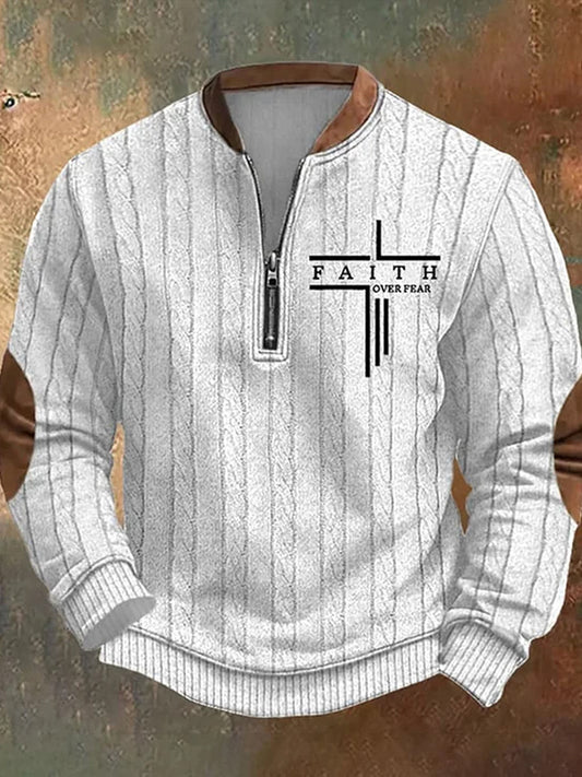 Férfi vintage art faith alkalmi pulóver