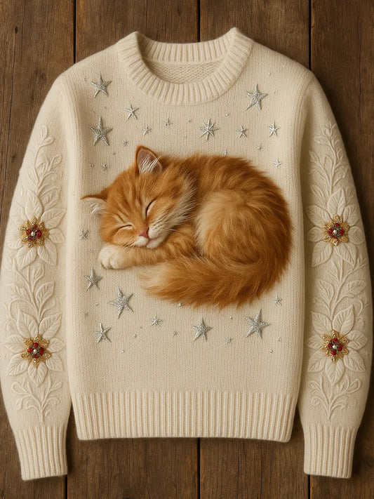 Női vintage állat nyomtatás kényelmes alkalmi pulóver