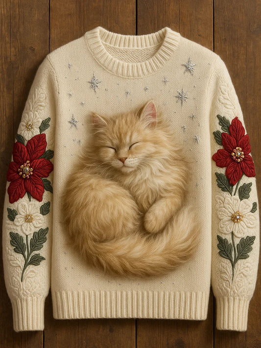 Női vintage állat nyomtatás kényelmes alkalmi pulóver